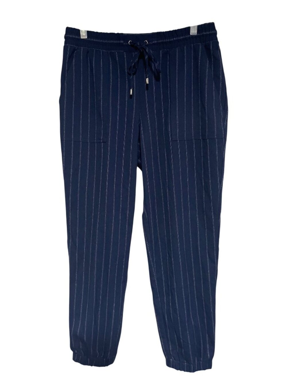 Nine West Womens Navy Striped Relaxed Fit Jogger Pants Size M Casual Weekend